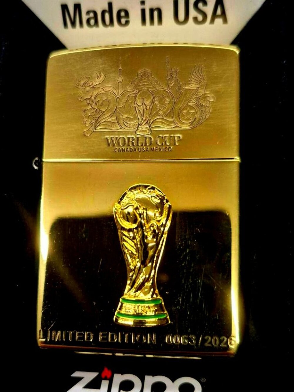 Double Sided Polished Brass Engraved World Cup Lighter
